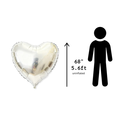 House of Balloons Silver Heart 68 inch Foil Balloon 1ct
