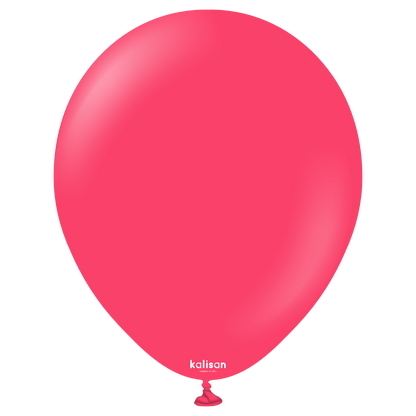 Glossy magenta pink 12-inch round latex balloon inflated with a smooth surface and slight shine.
