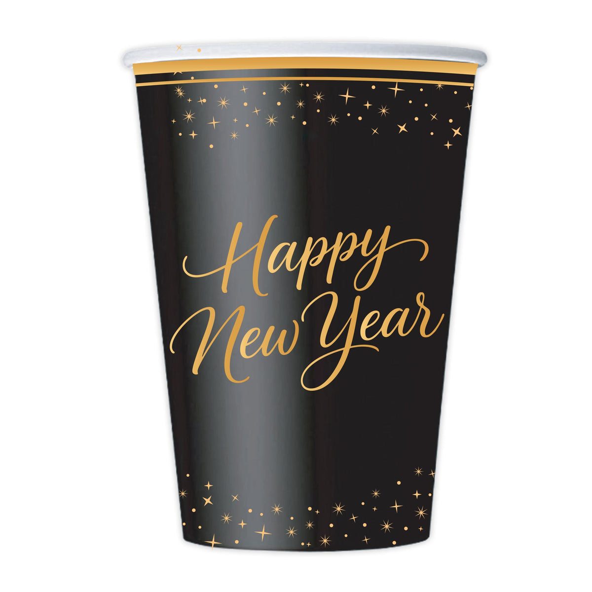New Years Eve Script 9oz Paper Cups with Foil 8ct