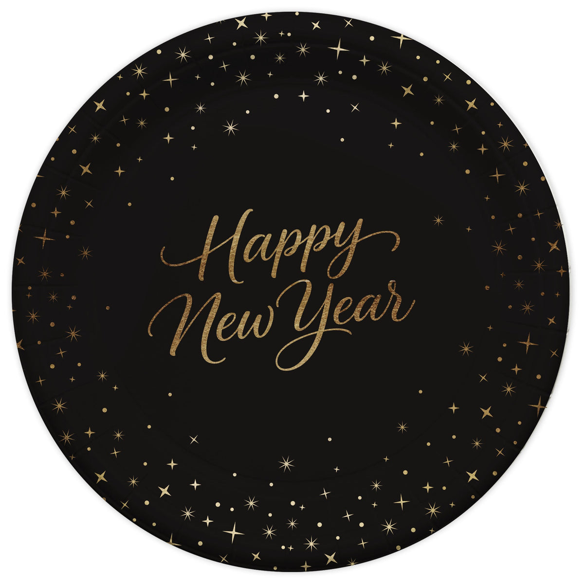 New Years Eve Script 9 inch Plates with Foil 8ct