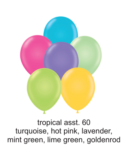 Globos de látex surtidos tropicales Tuftex de 14 pulgadas, 100 unidades