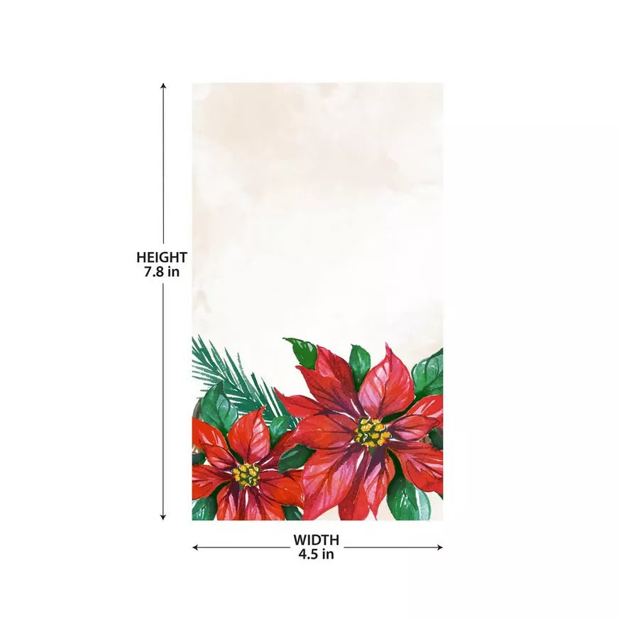 Christmas Traditional Poinsettia Guest Towel 16ct