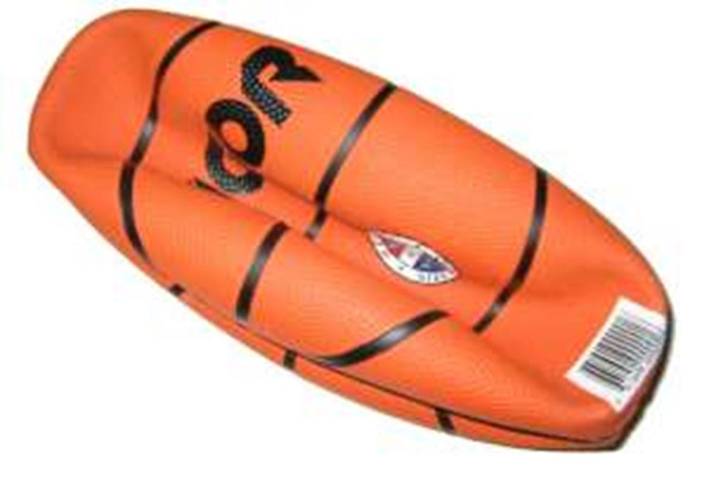 Orange basketball with black lines and "VOR" branding, size 7, angled view.