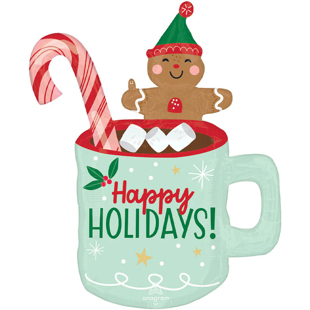 Anagram Christmas Happy Holidays Mug 31 inch Foil Balloon 1ct