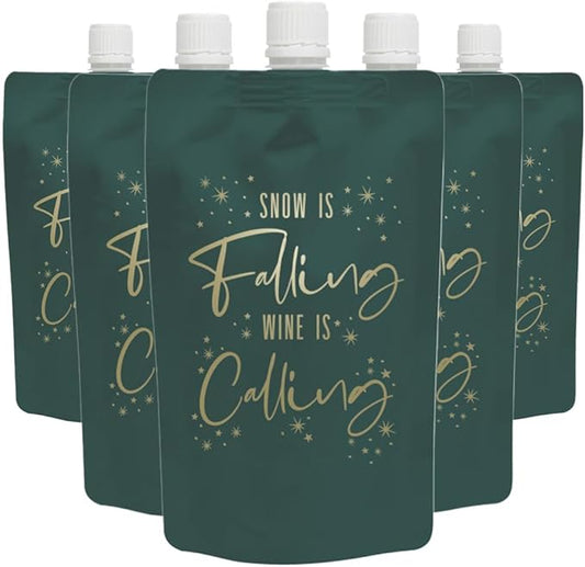 Modern Christmas Drink Pouch Foil Green and Gold 3pk