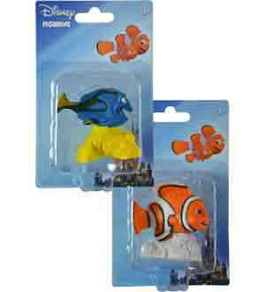 Two Disney figure sets featuring brightly colored Finding Dory and Nemo characters, packaged in blue blister cards.