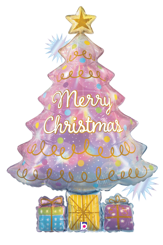 Betallic Opal Christmas Tree 39 inch Holographic Shape Foil Balloon 1ct