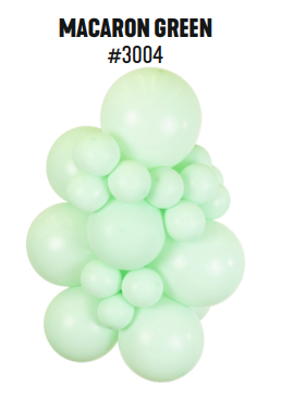 Kalisan Macaron Green latex balloon color cluster showing the shade across multiple balloon sizes