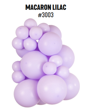 Kalisan Macaron Lilac latex balloon color cluster showing the shade across multiple balloon sizes