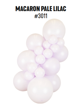 Kalisan Macaron Pale Lilac latex balloon color cluster showing the shade across multiple balloon sizes