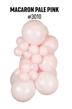 Kalisan Macaron Pale Pink latex balloon color cluster showing the shade across multiple balloon sizes