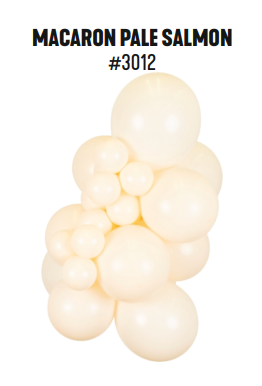 Kalisan Macaron Pale Salmon latex balloon color cluster showing the shade across multiple balloon sizes