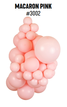 Kalisan Macaron Pink latex balloon color cluster showing the shade across multiple balloon sizes