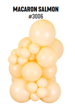 Kalisan Macaron Salmon latex balloon color cluster showing the shade across multiple balloon sizes