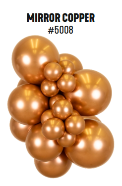 Kalisan Mirror Copper latex balloon color cluster showing the shade across multiple balloon sizes