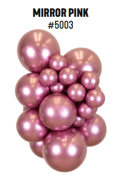 Kalisan Mirror Pink latex balloon color cluster showing the shade across multiple balloon sizes