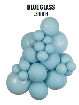 Kalisan Retro Blue Glass latex balloon color cluster showing the shade across multiple balloon sizes