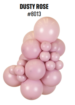 Kalisan Retro Dusty Rose latex balloon color cluster showing the shade across multiple balloon sizes