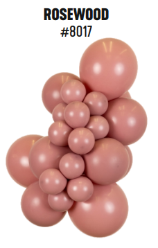 Kalisan Retro Rosewood latex balloon color cluster showing the shade across multiple balloon sizes
