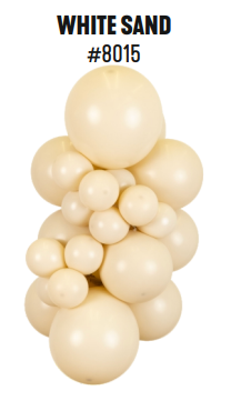 Kalisan Retro White Sand latex balloon color cluster showing the shade across multiple balloon sizes