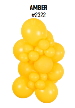 Kalisan Standard Amber latex balloon color cluster showing the shade across multiple balloon sizes