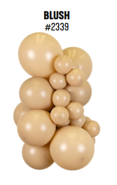 Kalisan Standard Blush latex balloon color cluster showing the shade across multiple balloon sizes