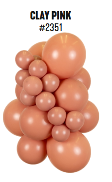 Kalisan Standard Clay Pink latex balloon color cluster showing the shade across multiple balloon sizes