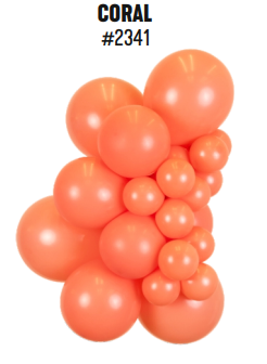 Kalisan Standard Coral latex balloon color cluster showing the shade across multiple balloon sizes