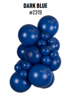 Kalisan Standard Dark Blue latex balloon color cluster showing the shade across multiple balloon sizes