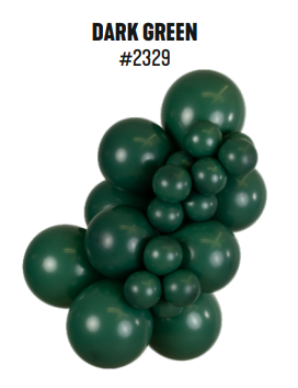 Kalisan Standard Dark Green latex balloon color cluster showing the shade across multiple balloon sizes