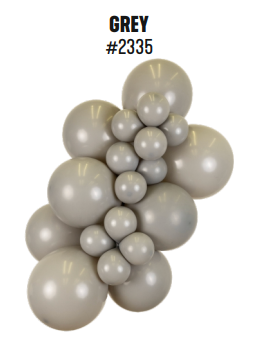 Kalisan Standard Grey latex balloon color cluster showing the shade across multiple balloon sizes