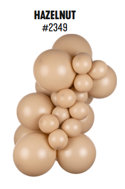 Kalisan Standard Hazelnut latex balloon color cluster showing the shade across multiple balloon sizes