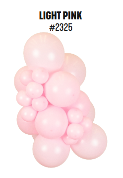 Kalisan Standard Light Pink latex balloon color cluster showing the shade across multiple balloon sizes