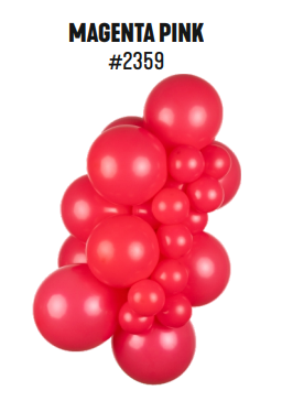 Kalisan Standard Magenta Pink latex balloon color cluster showing the shade across multiple balloon sizes