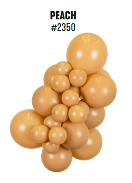Kalisan Standard Peach latex balloon color cluster showing the shade across multiple balloon sizes