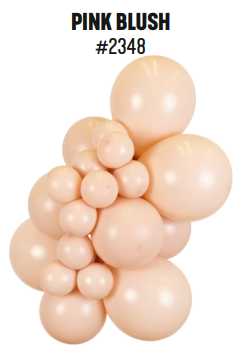 Kalisan Standard Pink Blush latex balloon color cluster showing the shade across multiple balloon sizes