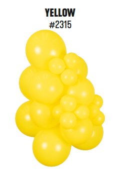 Kalisan Standard Yellow latex balloon color cluster showing the shade across multiple balloon sizes