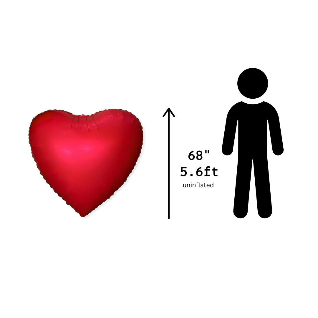 House of Balloons Matte Red Heart 68 inch Foil Balloon 1ct