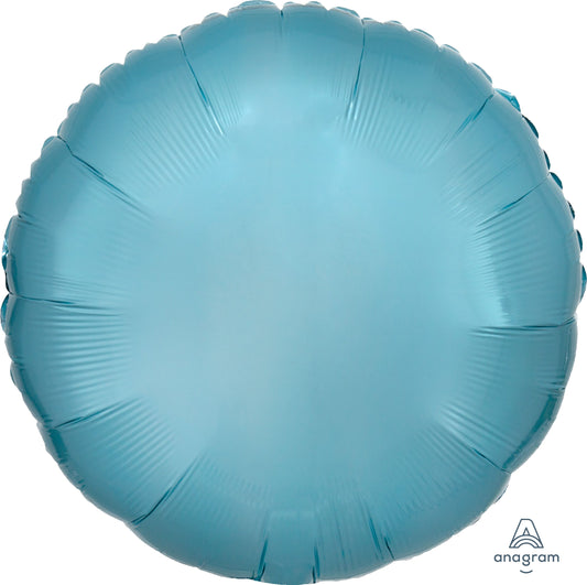 Anagram Metallic Pearl Pastel Blue Round Shape Foil Balloon 1ct