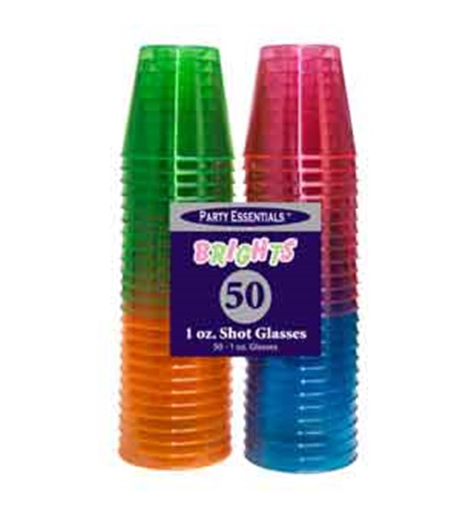 Vaso de chupito de neón 1 oz 50 ct