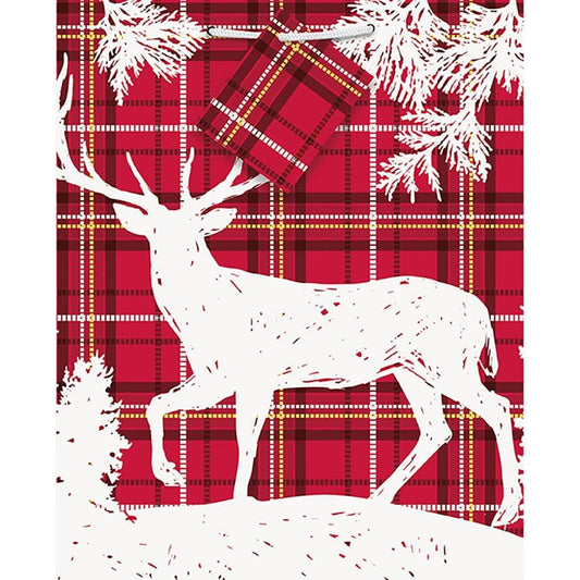 Plaid Deer Christmas Medium Giftbag