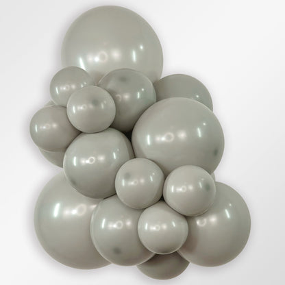 Sempertex Deluxe Gray latex balloon color cluster showing the shade across multiple balloon sizes