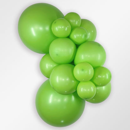 Sempertex Deluxe Key Lime Green latex balloon color cluster showing the shade across multiple balloon sizes