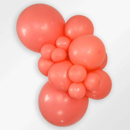 Sempertex Deluxe Tropical Coral latex balloon color cluster showing the shade across multiple balloon sizes