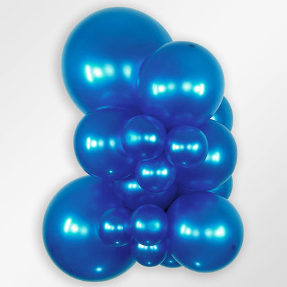 Sempertex Metallic Blue latex balloon color cluster showing the shade across multiple balloon sizes