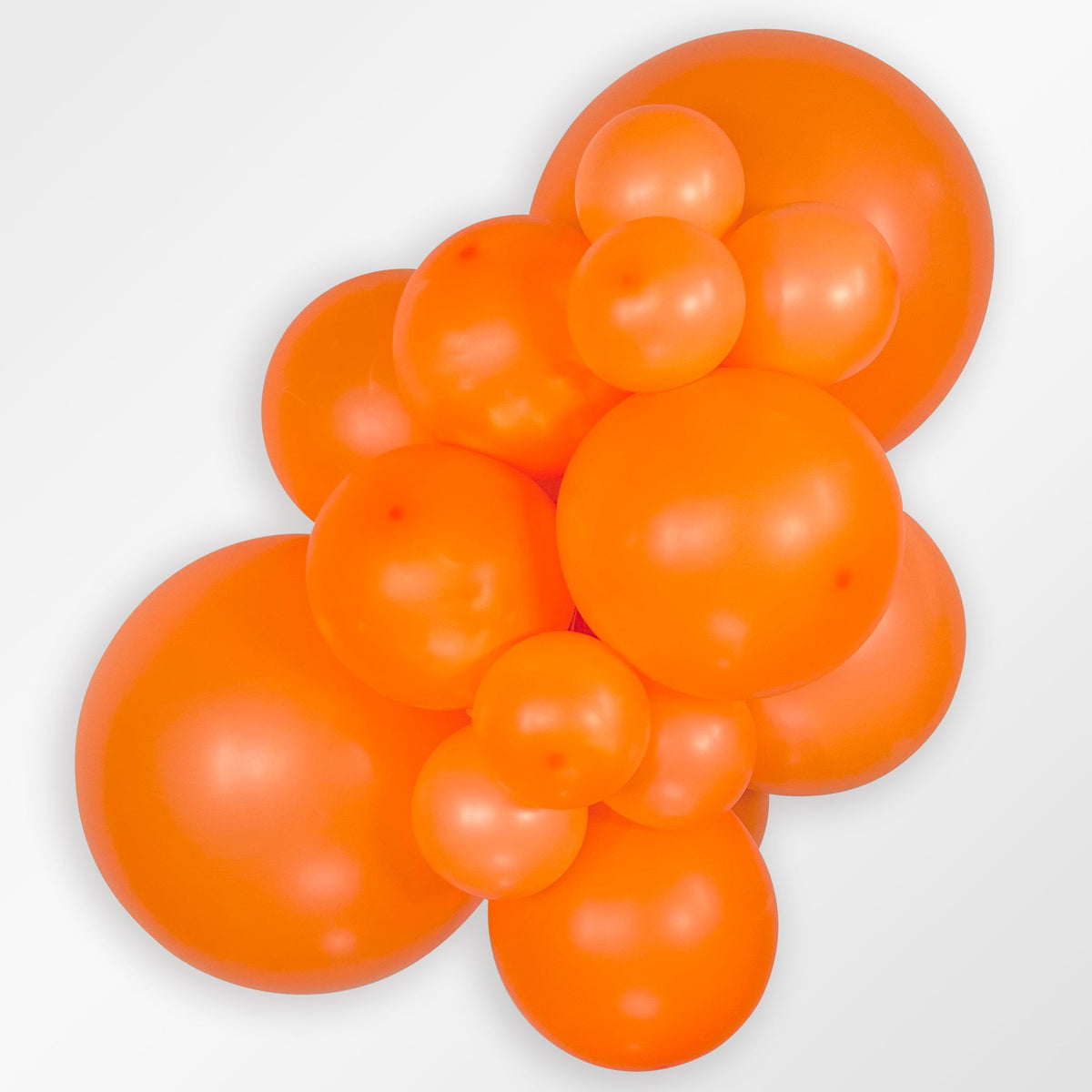 Sempertex Neon Orange latex balloon color cluster showing the shade across multiple balloon sizes