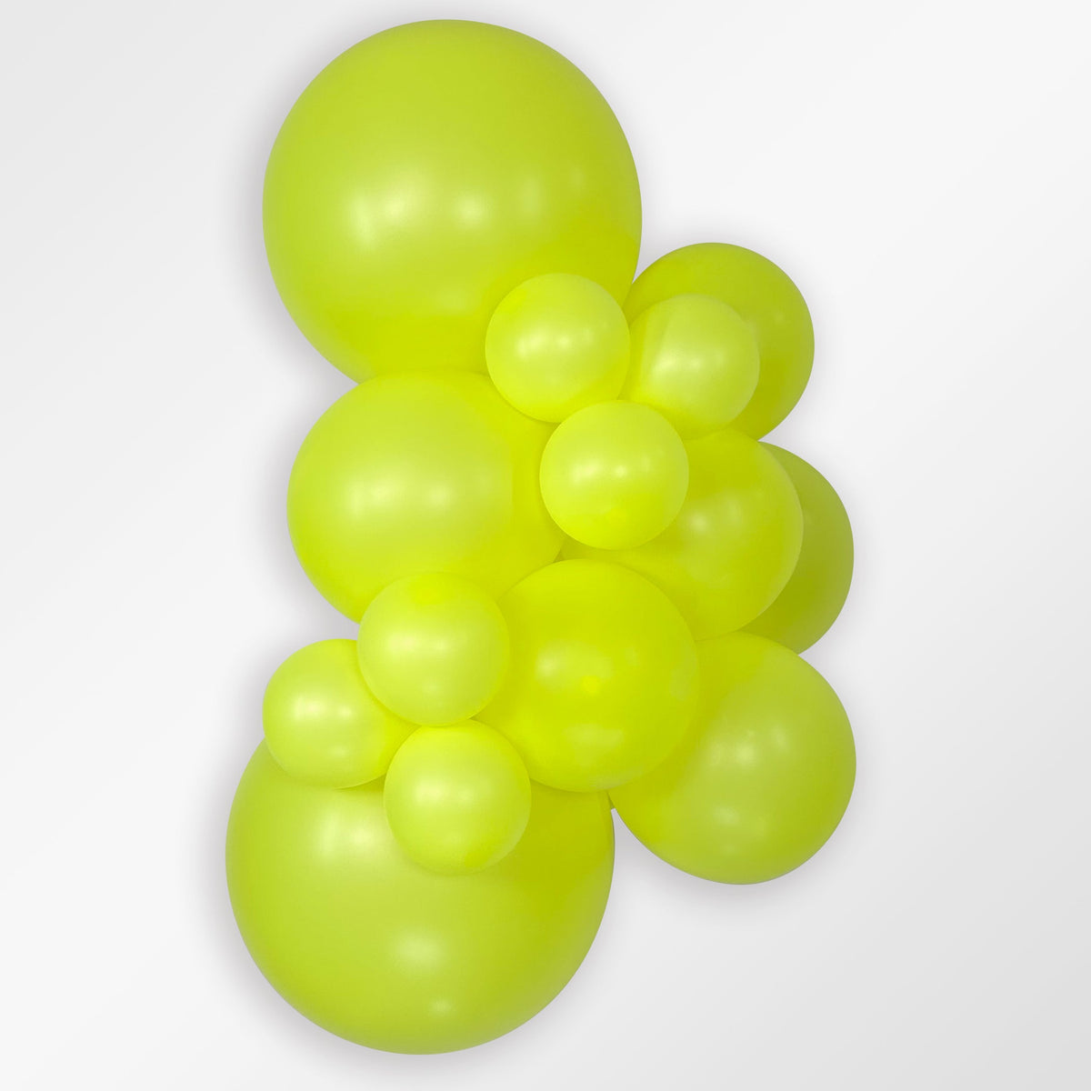 Sempertex Neon Yellow latex balloon color cluster showing the shade across multiple balloon sizes