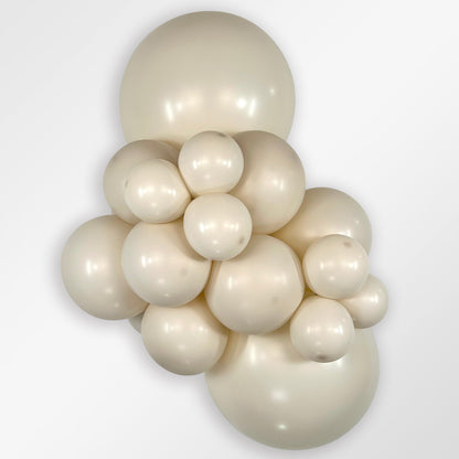 Sempertex Pastel Dusk Cream latex balloon color cluster showing the shade across multiple balloon sizes