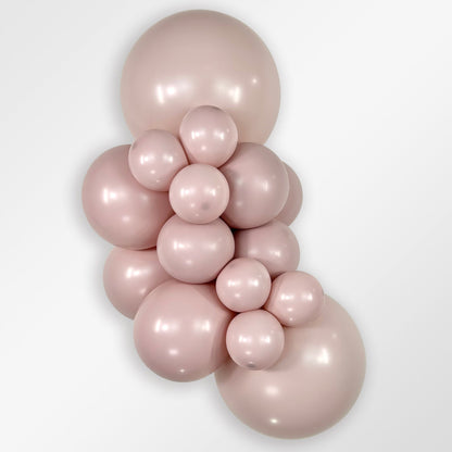 Sempertex Pastel Dusk Rose latex balloon color cluster showing the shade across multiple balloon sizes