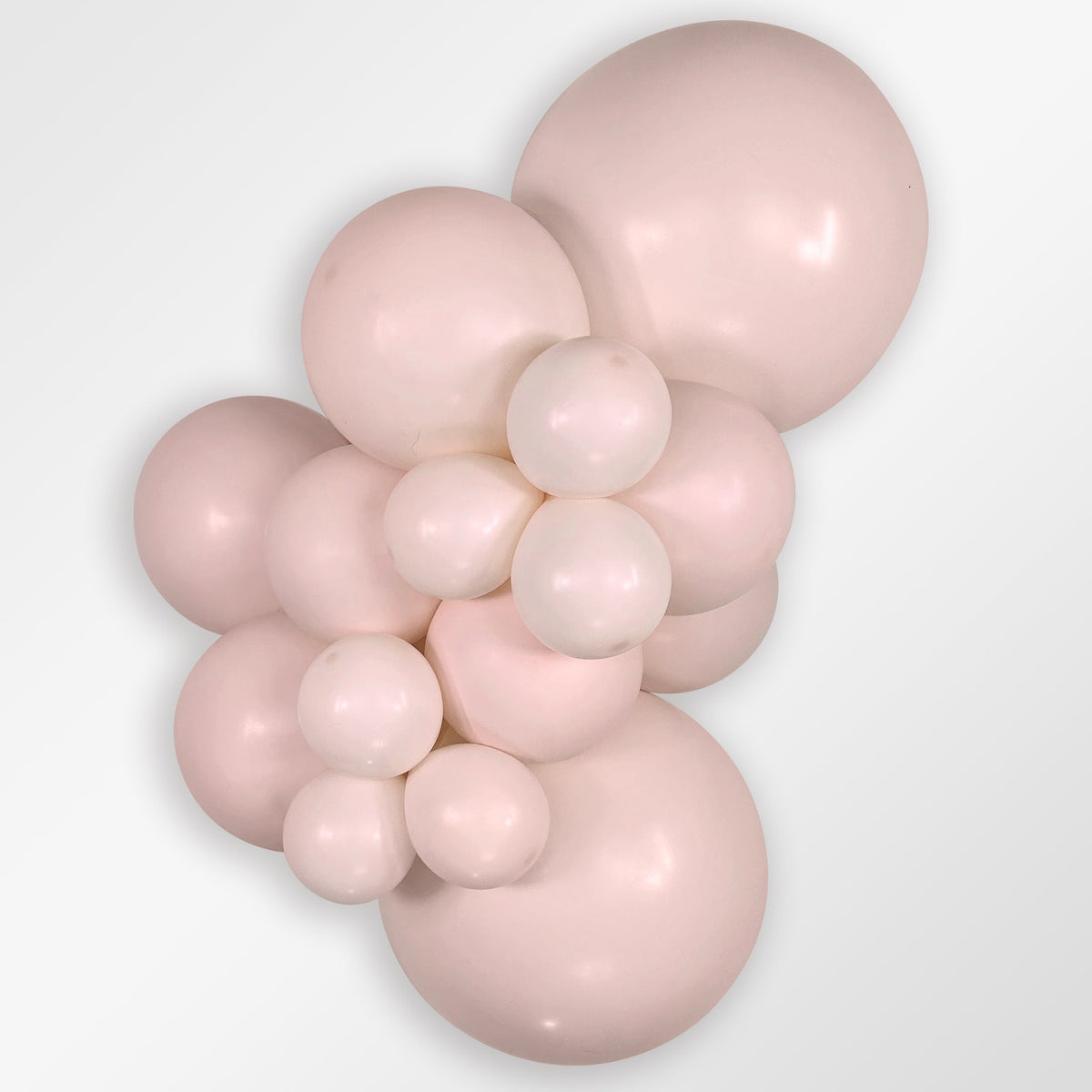 Sempertex Pastel Matte Pink latex balloon color cluster showing the shade across multiple balloon sizes